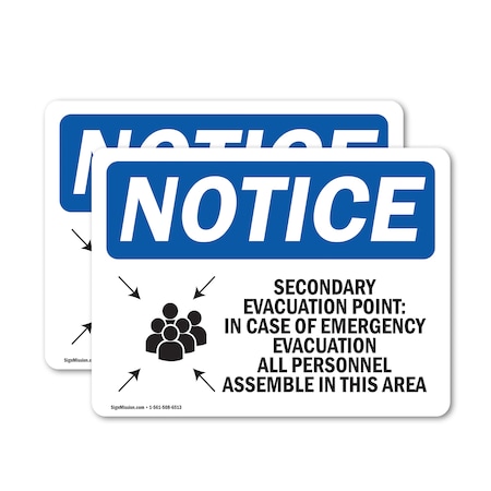 Signmission Secondary Evacuation Point Sign With Symbol, 14 in W x Rectangle, Vinyl Decal OS-2PACK-NS-D-1014-L-18264